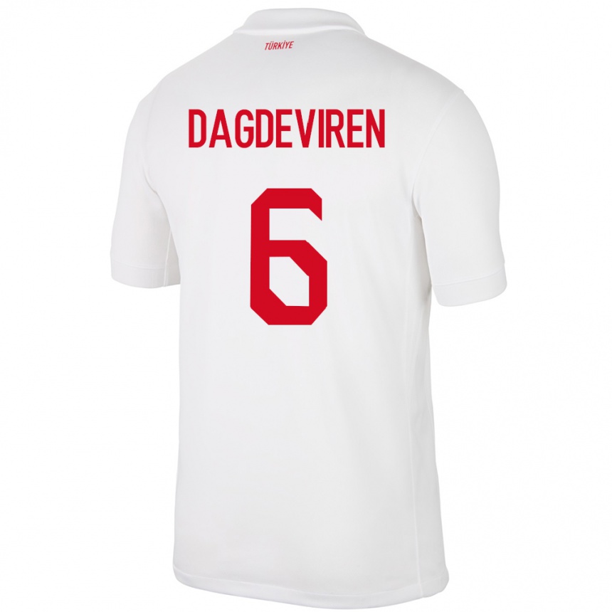 Hombre Fútbol Camiseta Turquía Diren Dağdeviren #6 Blanco 1ª Equipación 24-26