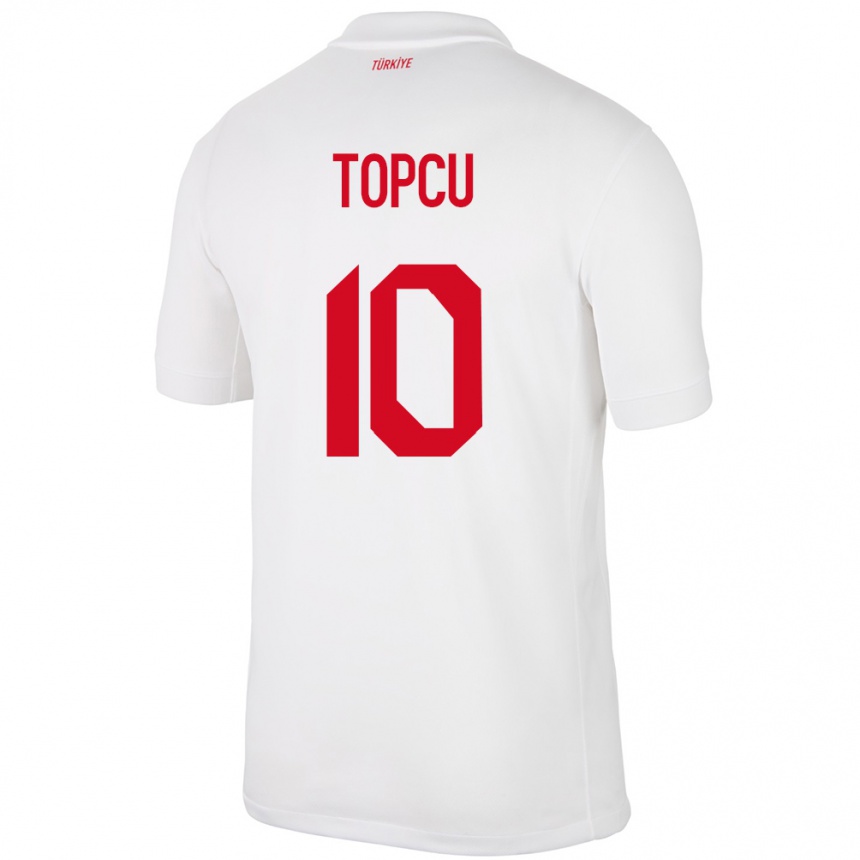Hombre Fútbol Camiseta Turquía Ebru Topçu #10 Blanco 1ª Equipación 24-26
