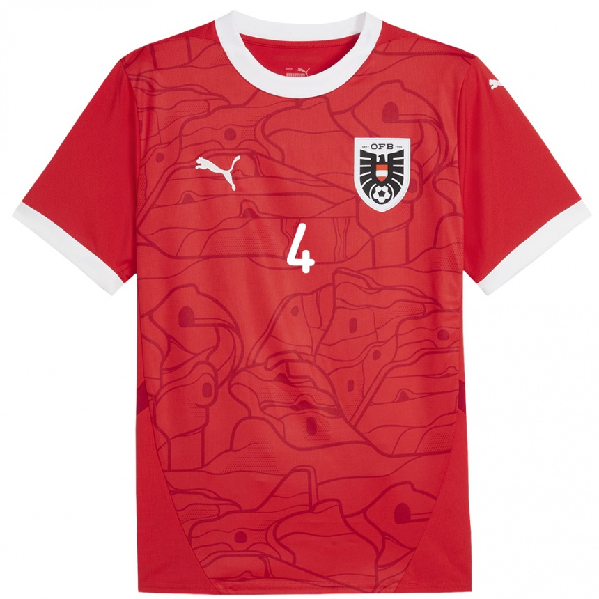 Hombre Fútbol Camiseta Austria Celina Degen #4 Rojo 1ª Equipación 24-26