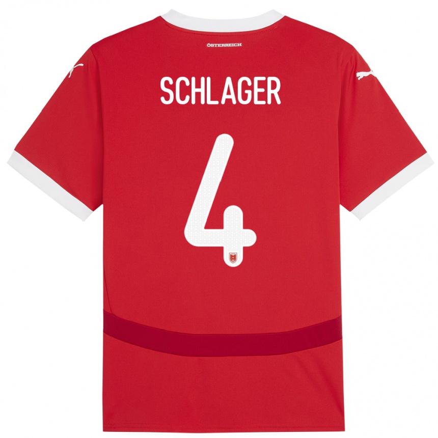 Hombre Fútbol Camiseta Austria Xaver Schlager #4 Rojo 1ª Equipación 24-26