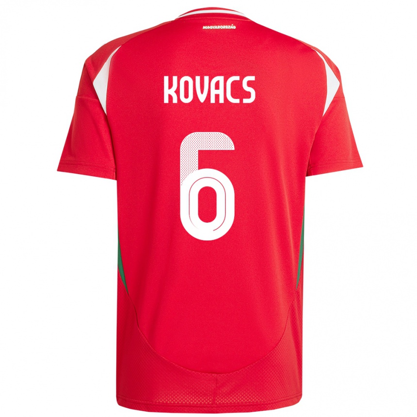 Hombre Fútbol Camiseta Hungría Noel Kovács #6 Rojo 1ª Equipación 24-26