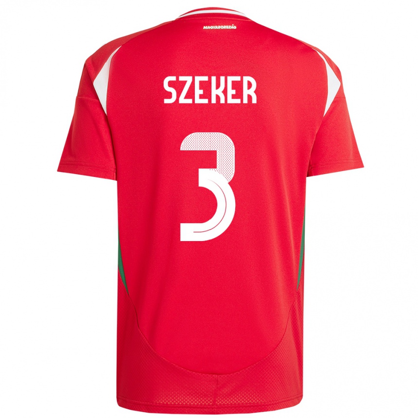 Hombre Fútbol Camiseta Hungría Botond Szekér #3 Rojo 1ª Equipación 24-26