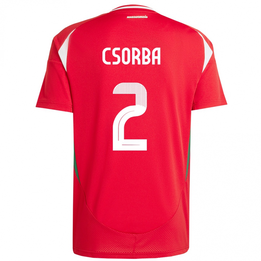 Hombre Fútbol Camiseta Hungría Dominik Csorba #2 Rojo 1ª Equipación 24-26