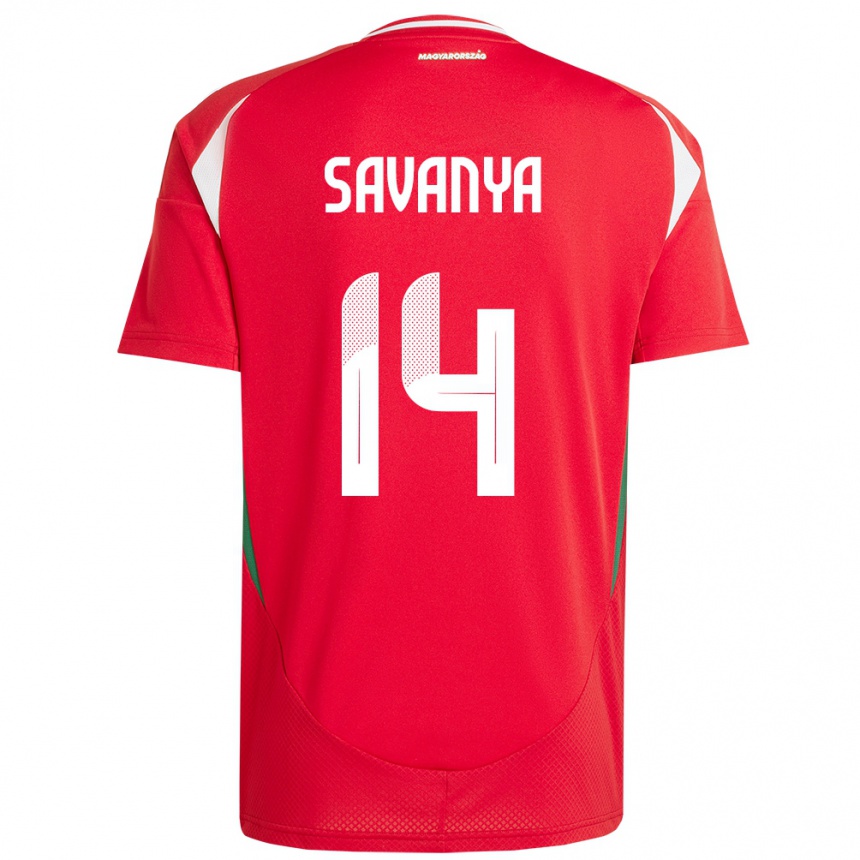 Hombre Fútbol Camiseta Hungría Csilla Savanya #14 Rojo 1ª Equipación 24-26