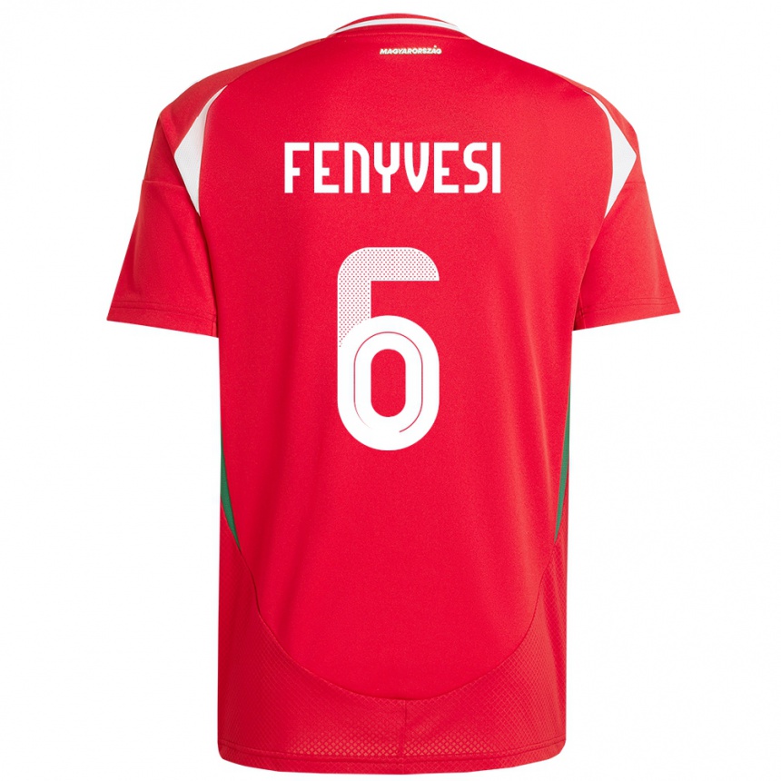 Hombre Fútbol Camiseta Hungría Evelin Fenyvesi #6 Rojo 1ª Equipación 24-26