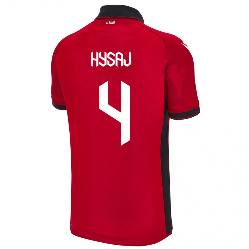 Hombre Fútbol Camiseta Albania Elseid Hysaj #4 Rojo 1ª Equipación 24-26