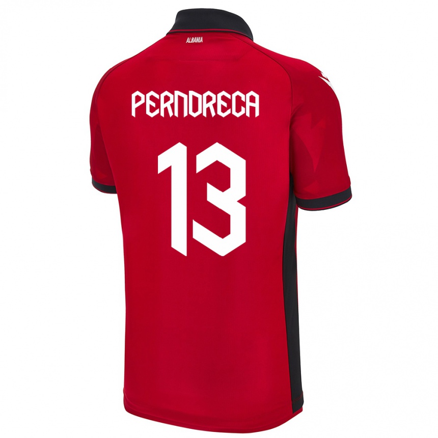 Hombre Fútbol Camiseta Albania Fabjan Perndreca #13 Rojo 1ª Equipación 24-26