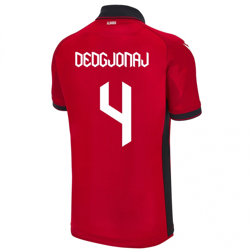 Hombre Fútbol Camiseta Albania Leonora Dedgjonaj #4 Rojo 1ª Equipación 24-26