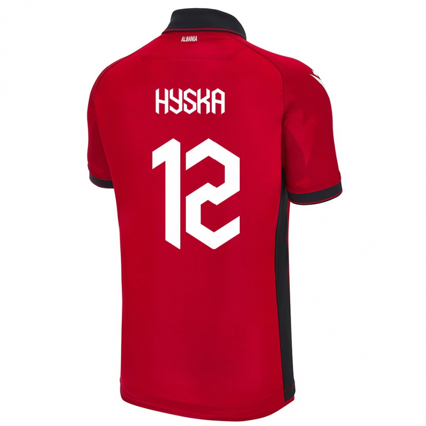 Hombre Fútbol Camiseta Albania Antigona Hyska #12 Rojo 1ª Equipación 24-26