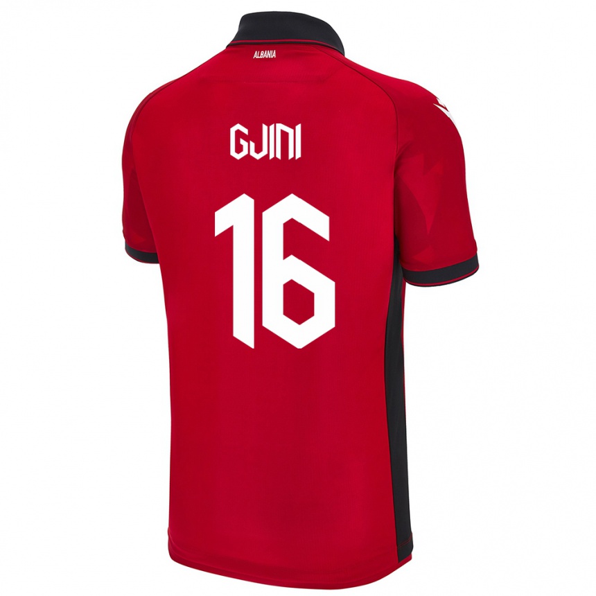 Hombre Fútbol Camiseta Albania Luçije Gjini #16 Rojo 1ª Equipación 24-26