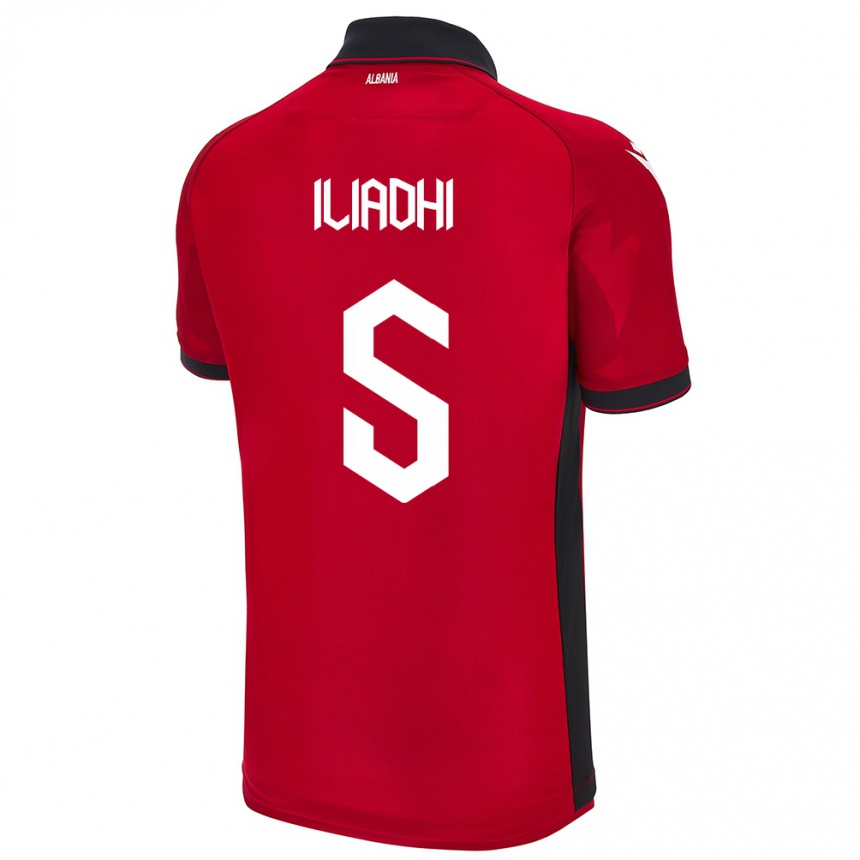 Hombre Fútbol Camiseta Albania Aglia Iliadhi #5 Rojo 1ª Equipación 24-26