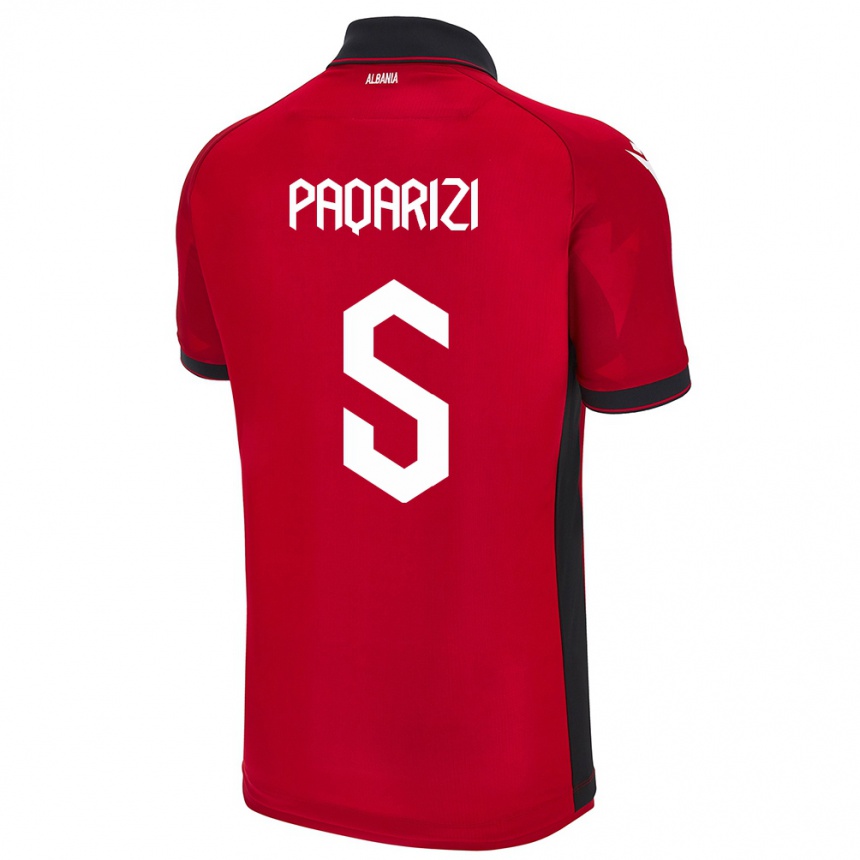 Hombre Fútbol Camiseta Albania Vesa Paqarizi #5 Rojo 1ª Equipación 24-26