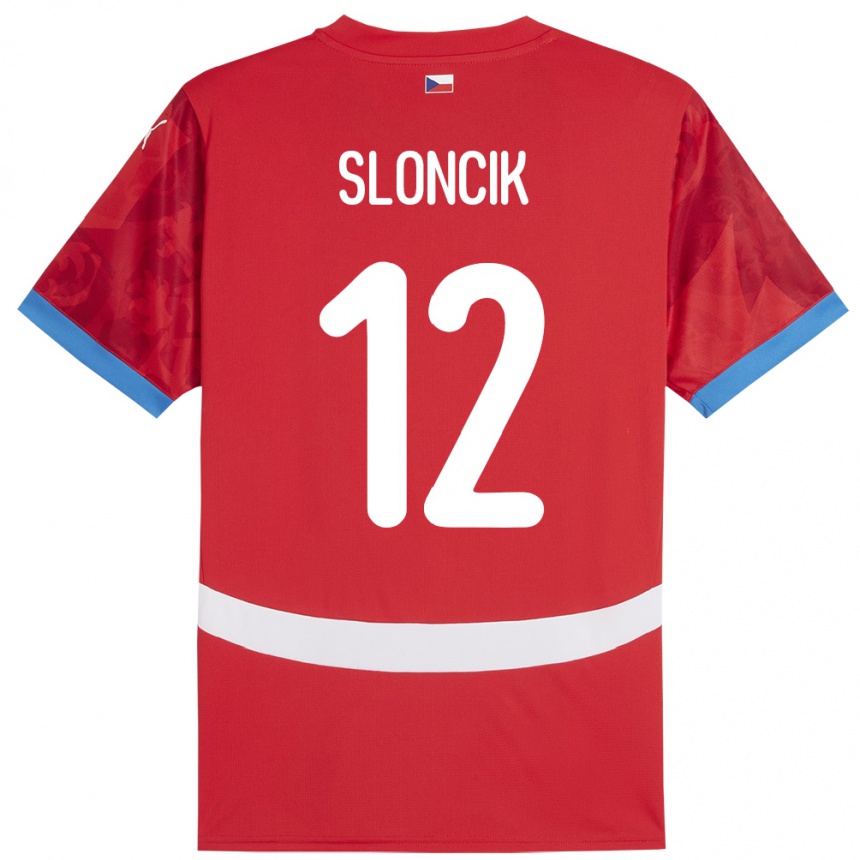 Hombre Fútbol Camiseta Chequia Tom Sloncik #12 Rojo 1ª Equipación 24-26