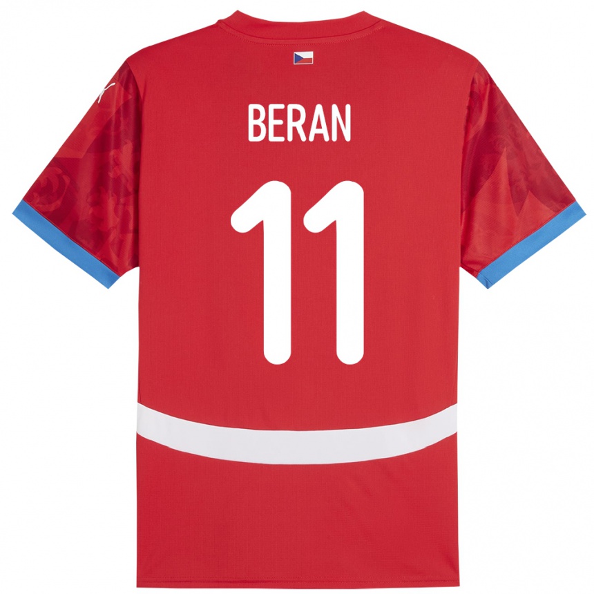 Hombre Fútbol Camiseta Chequia Stepan Beran #11 Rojo 1ª Equipación 24-26