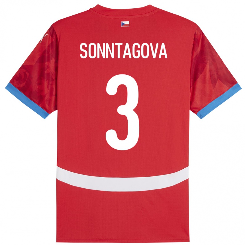 Hombre Fútbol Camiseta Chequia Eliška Sonntagová #3 Rojo 1ª Equipación 24-26