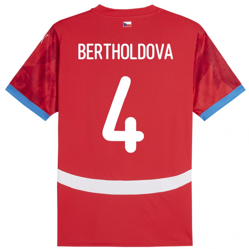 Hombre Fútbol Camiseta Chequia Petra Bertholdová #4 Rojo 1ª Equipación 24-26