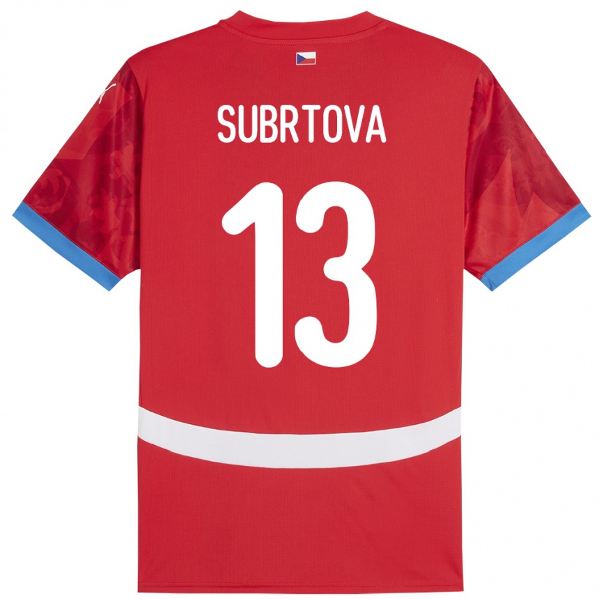 Hombre Fútbol Camiseta Chequia Anna Šubrtová #13 Rojo 1ª Equipación 24-26