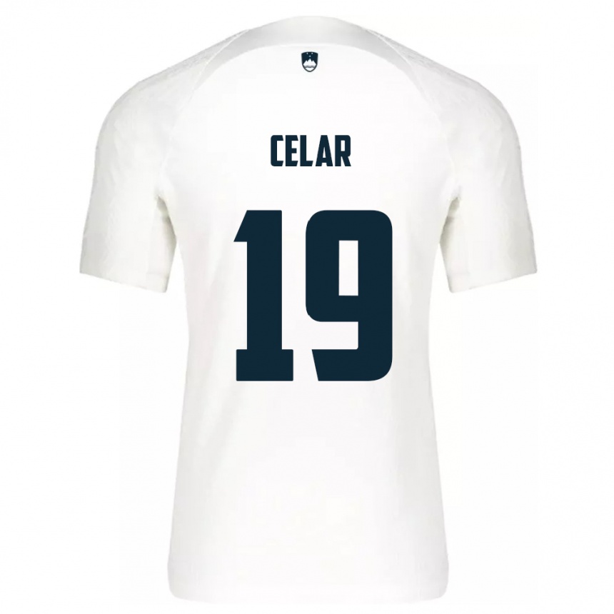 Hombre Fútbol Camiseta Eslovenia Zan Celar #19 Blanco 1ª Equipación 24-26