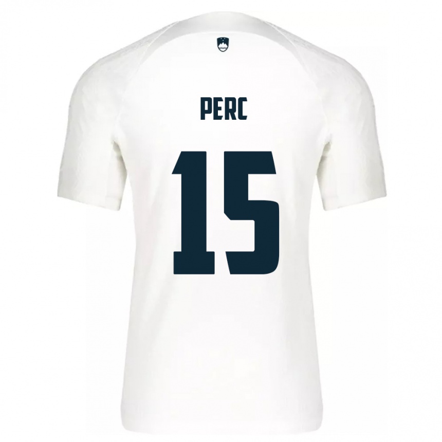 Hombre Fútbol Camiseta Eslovenia Nick Perc #15 Blanco 1ª Equipación 24-26