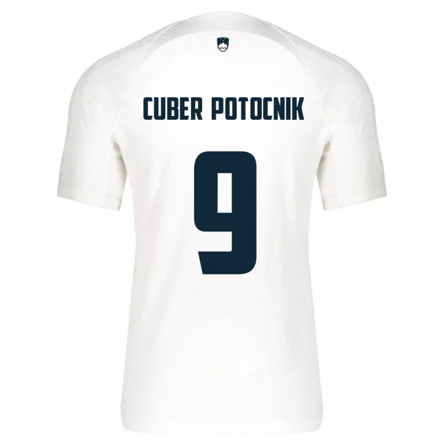 Hombre Fútbol Camiseta Eslovenia Jaka Cuber Potocnik #9 Blanco 1ª Equipación 24-26