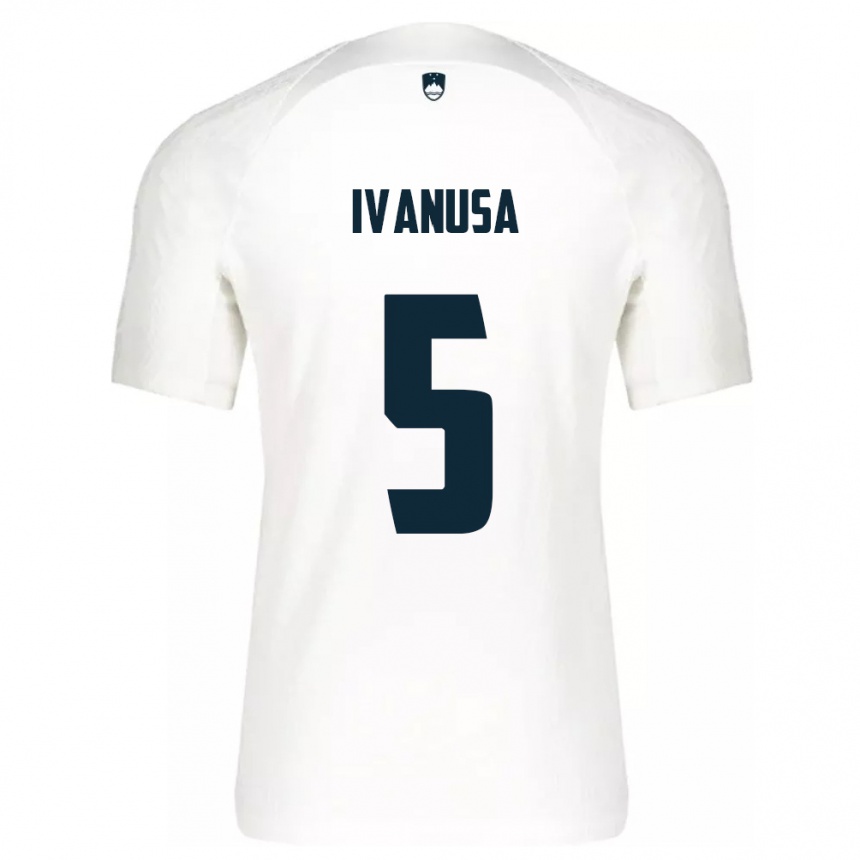 Hombre Fútbol Camiseta Eslovenia Lara Ivanuša #5 Blanco 1ª Equipación 24-26