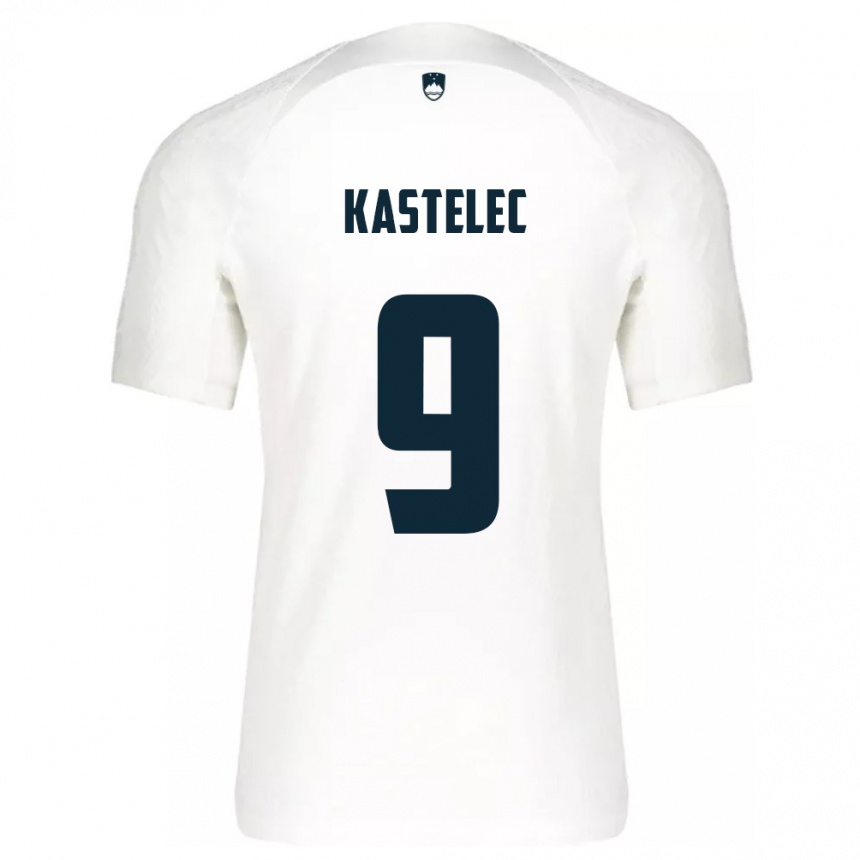 Hombre Fútbol Camiseta Eslovenia Mirjam Kastelec #9 Blanco 1ª Equipación 24-26