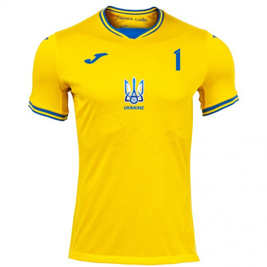 Hombre Fútbol Camiseta Ucrania Georgiy Yermakov #1 Amarillo 1ª Equipación 24-26