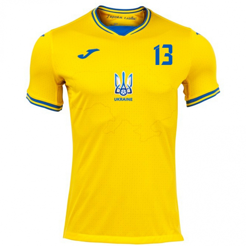 Hombre Fútbol Camiseta Ucrania Ilya Zabarnyi #13 Amarillo 1ª Equipación 24-26