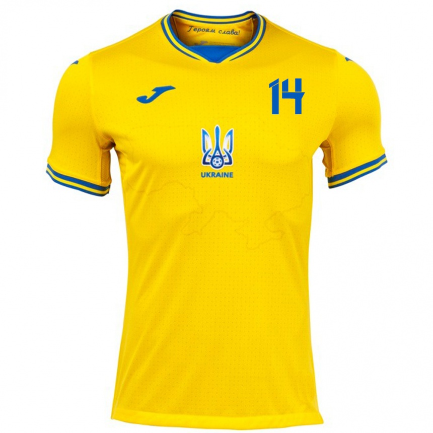 Hombre Fútbol Camiseta Ucrania Georgiy Sudakov #14 Amarillo 1ª Equipación 24-26