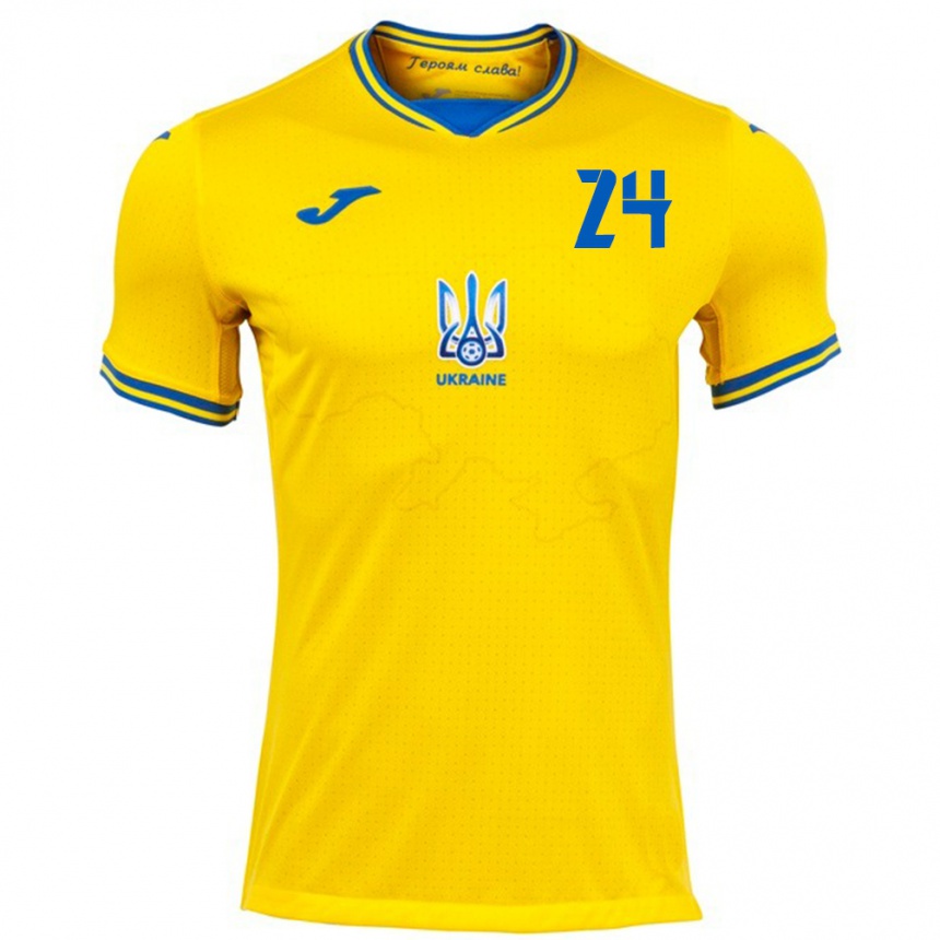 Hombre Fútbol Camiseta Ucrania Oleksandr Tymchyk #24 Amarillo 1ª Equipación 24-26