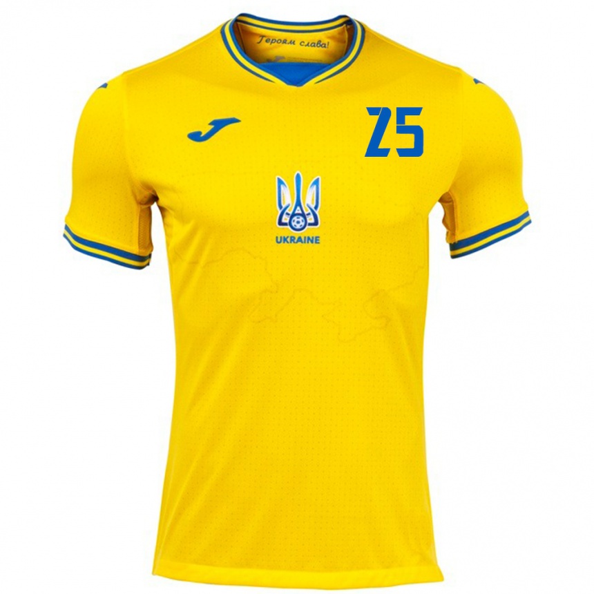 Hombre Fútbol Camiseta Ucrania Vladyslav Vanat #25 Amarillo 1ª Equipación 24-26