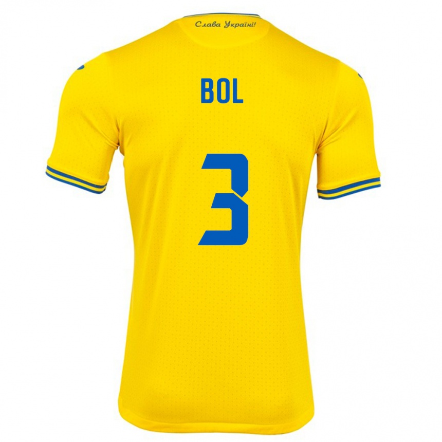 Hombre Fútbol Camiseta Ucrania Anton Bol #3 Amarillo 1ª Equipación 24-26