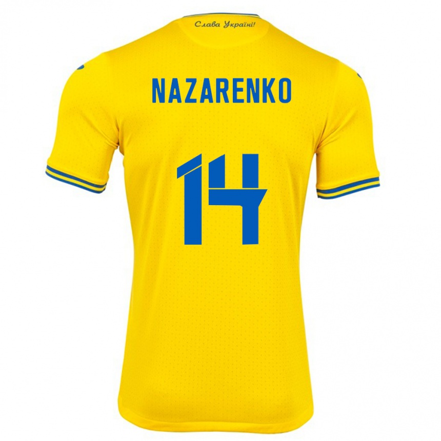 Hombre Fútbol Camiseta Ucrania Oleksandr Nazarenko #14 Amarillo 1ª Equipación 24-26