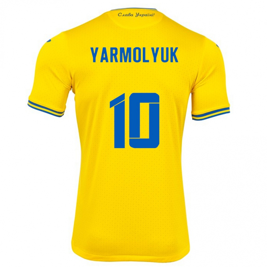 Hombre Fútbol Camiseta Ucrania Yegor Yarmolyuk #10 Amarillo 1ª Equipación 24-26