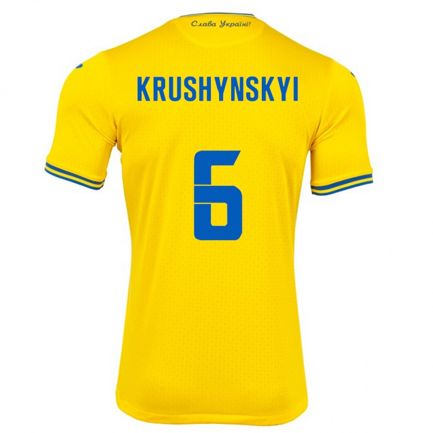 Hombre Fútbol Camiseta Ucrania Borys Krushynskyi #6 Amarillo 1ª Equipación 24-26