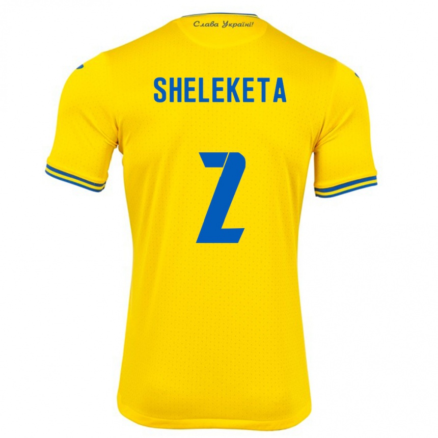 Hombre Fútbol Camiseta Ucrania Mykyta Sheleketa #2 Amarillo 1ª Equipación 24-26