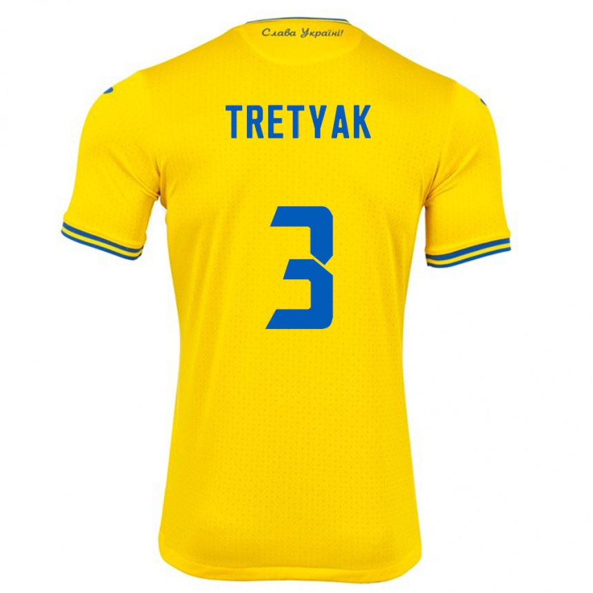 Hombre Fútbol Camiseta Ucrania Demyan Tretyak #3 Amarillo 1ª Equipación 24-26