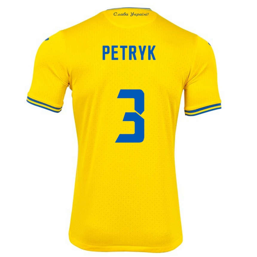 Hombre Fútbol Camiseta Ucrania Anna Petryk #3 Amarillo 1ª Equipación 24-26