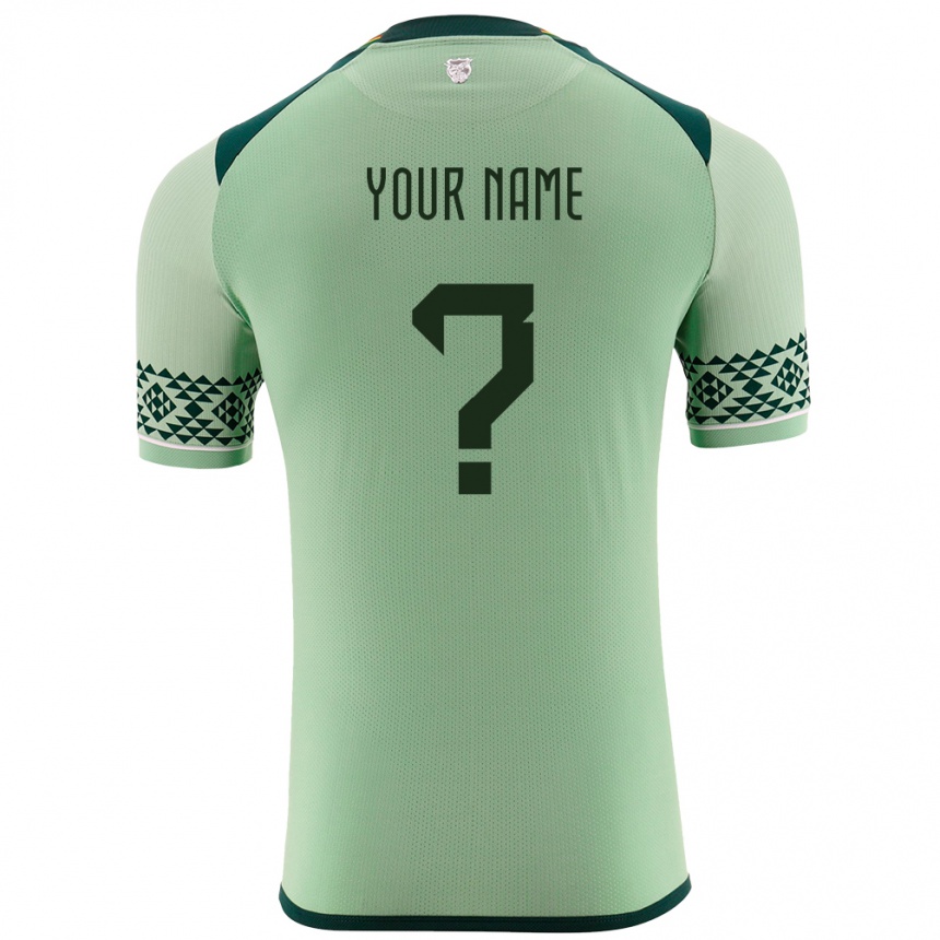 Hombre Fútbol Camiseta Bolivia Su Nombre #0 Verde Claro 1ª Equipación 24-26