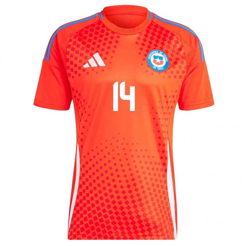 Hombre Fútbol Camiseta Chile Leandro Hernández #14 Rojo 1ª Equipación 24-26