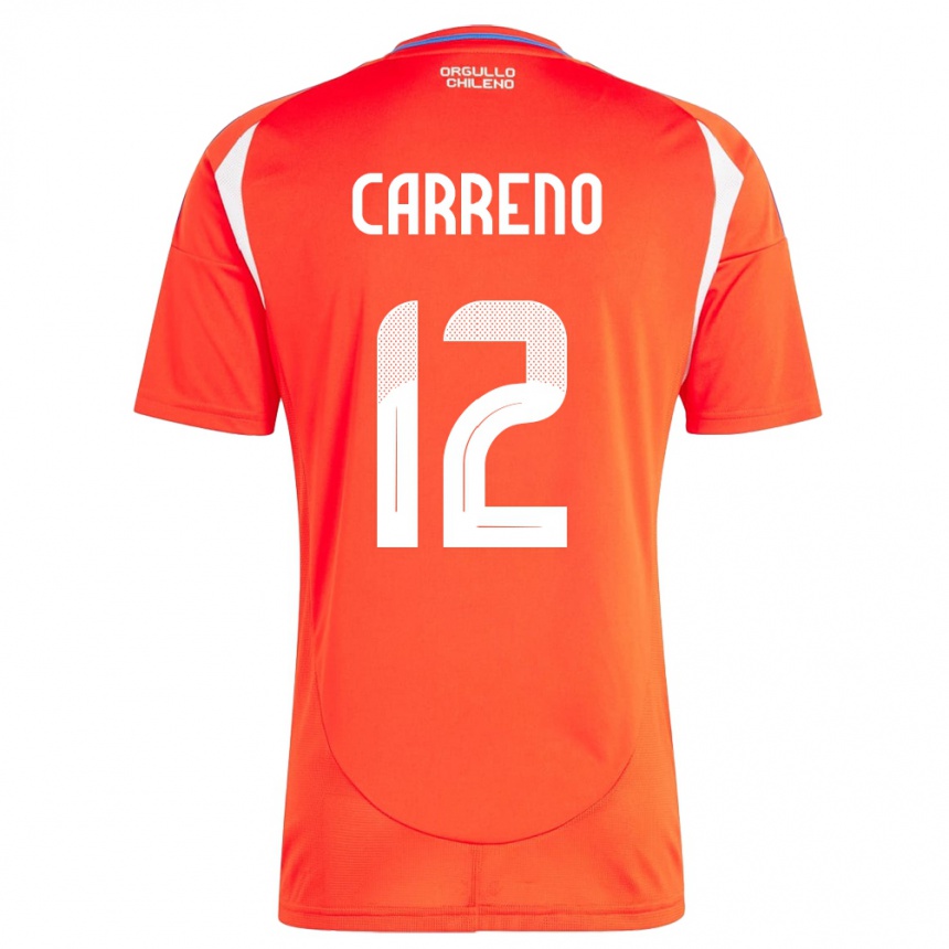 Hombre Fútbol Camiseta Chile Diego Carreño #12 Rojo 1ª Equipación 24-26