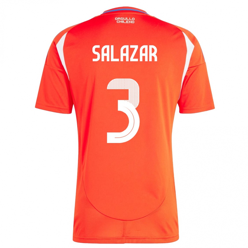 Hombre Fútbol Camiseta Chile Yahir Salazar #3 Rojo 1ª Equipación 24-26