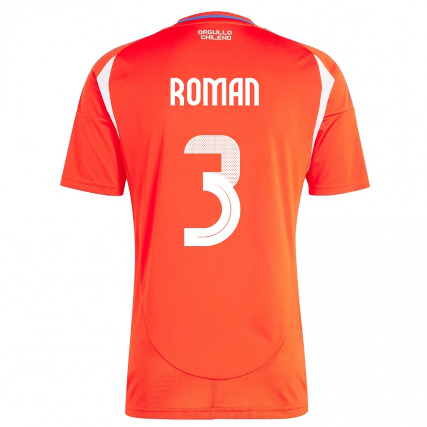 Hombre Fútbol Camiseta Chile Iván Román #3 Rojo 1ª Equipación 24-26