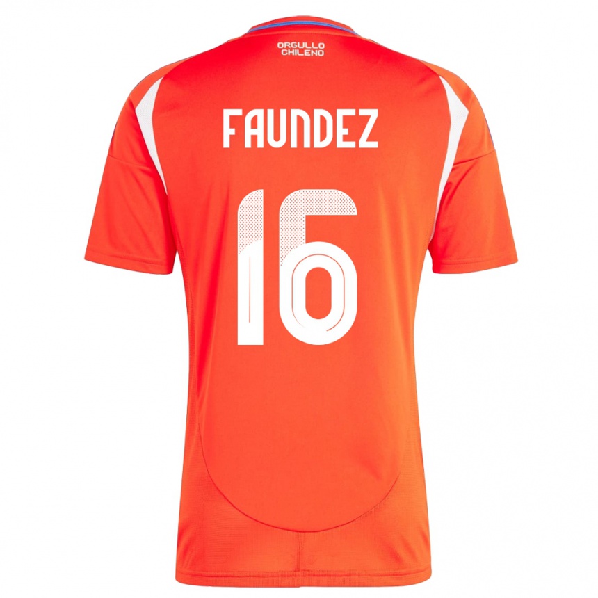 Hombre Fútbol Camiseta Chile Felipe Faúndez #16 Rojo 1ª Equipación 24-26