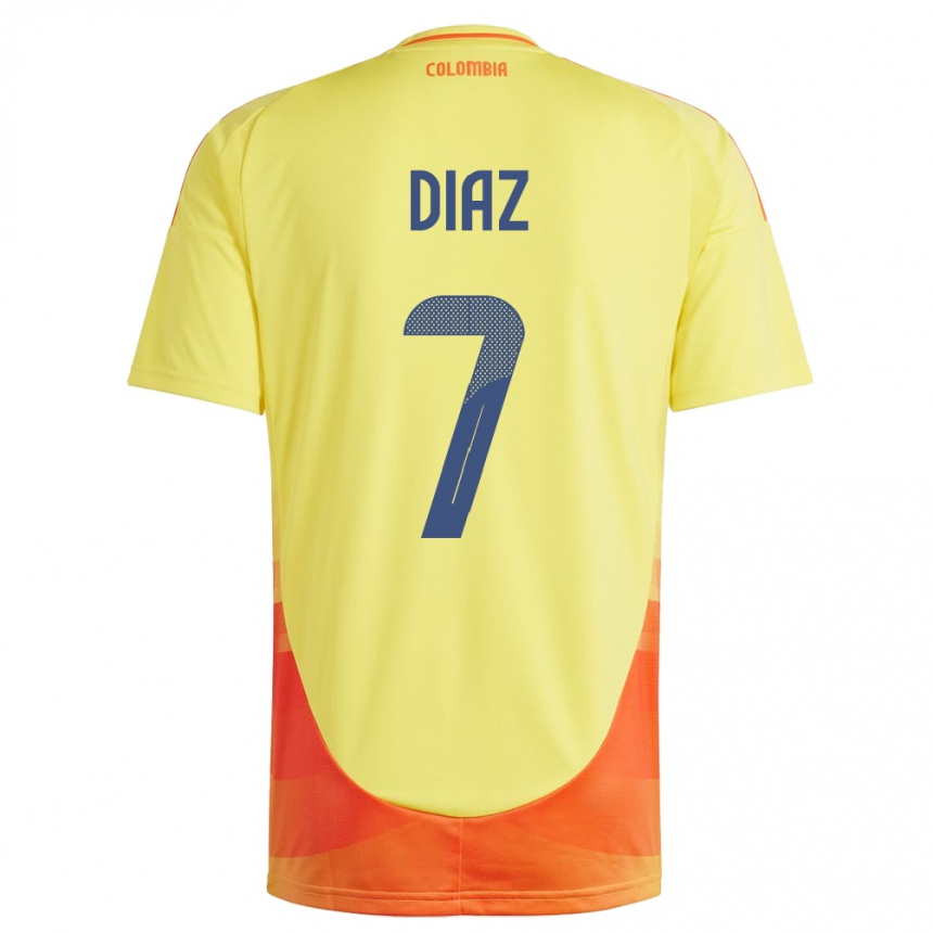 Hombre Fútbol Camiseta Colombia Luis Díaz #7 Amarillo 1ª Equipación 24-26