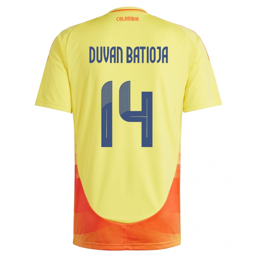 Hombre Fútbol Camiseta Colombia Andy Duván Batioja #14 Amarillo 1ª Equipación 24-26