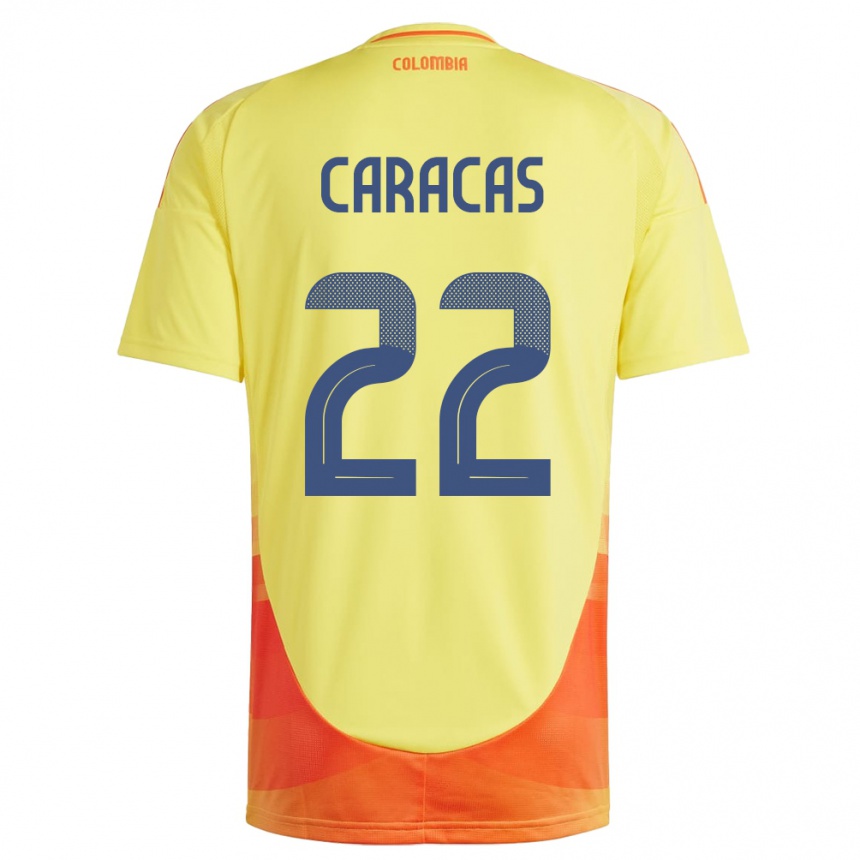 Hombre Fútbol Camiseta Colombia Daniela Caracas #22 Amarillo 1ª Equipación 24-26