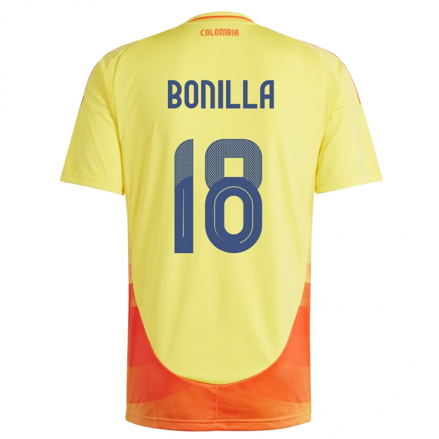 Hombre Fútbol Camiseta Colombia Wendy Bonilla #18 Amarillo 1ª Equipación 24-26