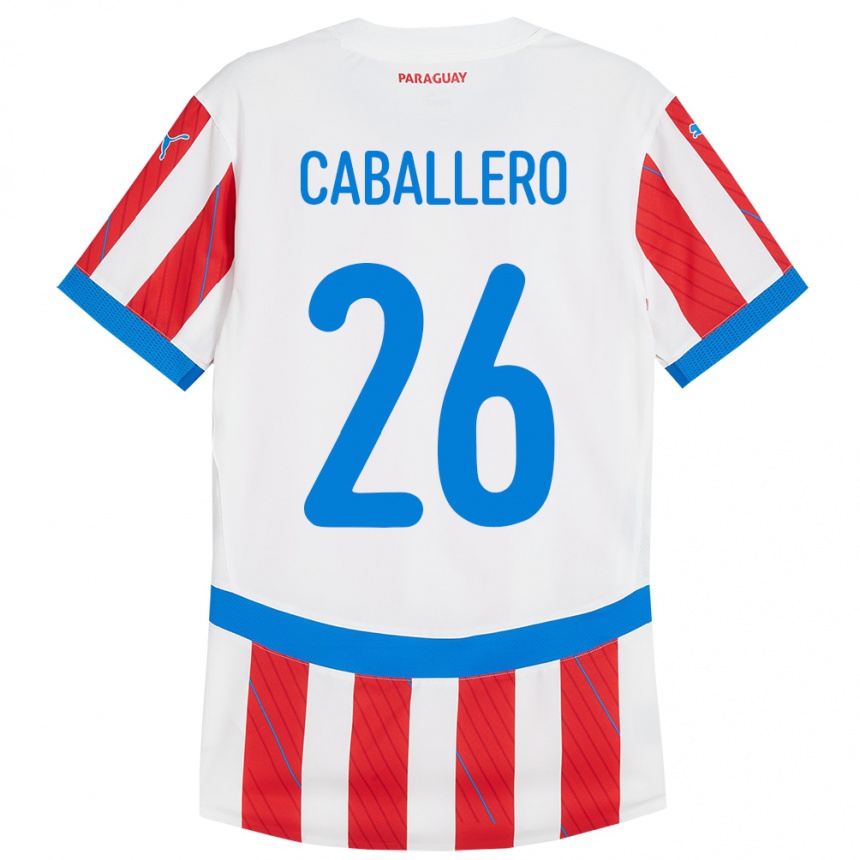 Hombre Fútbol Camiseta Paraguay Hernesto Caballero #26 Blanco Rojo 1ª Equipación 24-26