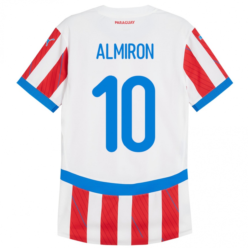 Hombre Fútbol Camiseta Paraguay Miguel Almirón #10 Blanco Rojo 1ª Equipación 24-26